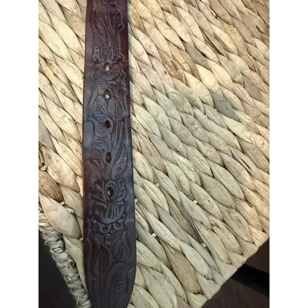 Vintage 1990s Appaloosa Trading Co Tooled Leather Belt Strap Sz 36 No Buckle